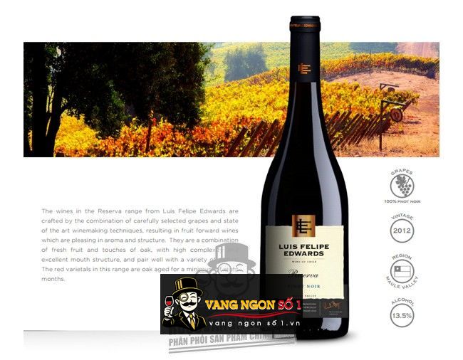 Kết quả hình ảnh cho rượu vang chile luis felipe edwards reserva pinot noir