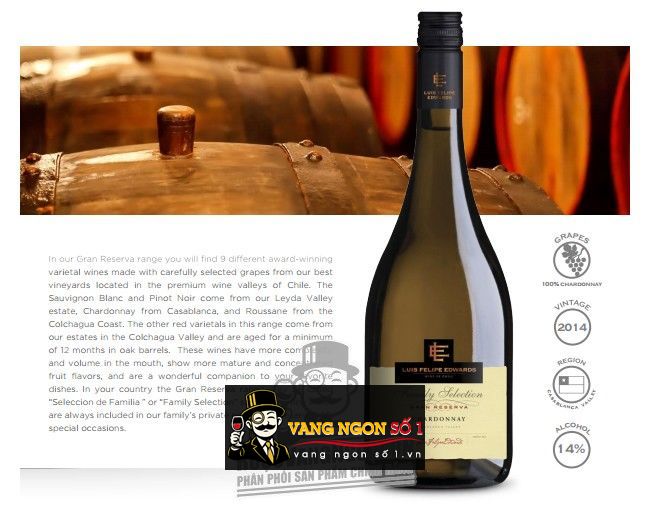 Kết quả hình ảnh cho vang chile luis felipe edwards gran reserva chardonnay