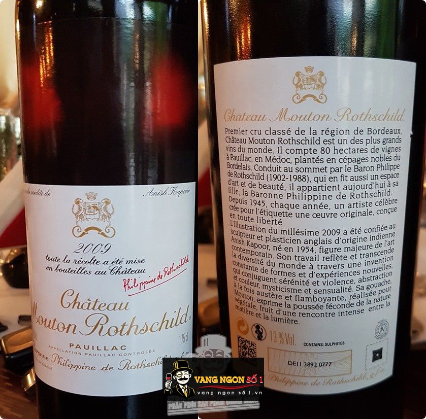 Kết quả hình ảnh cho CHATEAU MOUTON ROTHSCHILD 2009