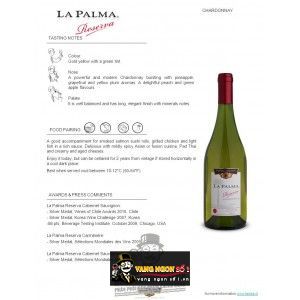 Vang Chile La Palma reserva Chardonnay bn1
