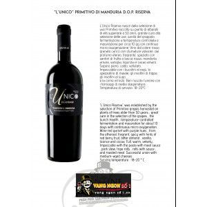 Vang Ý LUnico Riserva Primitivo di Manduria Thượng hạng bn1