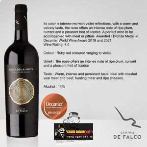 Vang Ý BOCCA DE VERITA Cantine De Falco Salento bn1