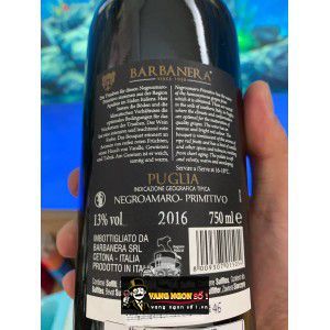 Rượu Vang Ý BARBANERA PUGLIA NEGROAMARO PRIMITIVO uống ngon bn3