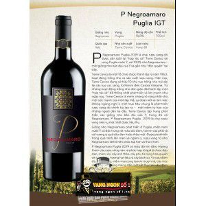 Rượu Vang Ý P Negroamaro Puglia 2020 uống ngon bn2