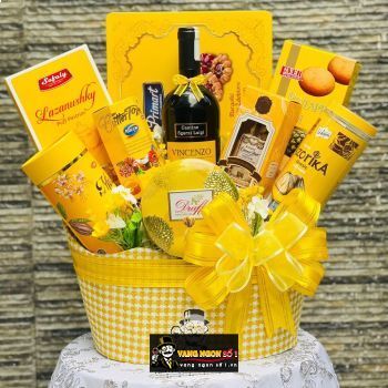 Giỏ Quà Tết Rượu Vang Vincenzo quà biếu sang trọng cho công ty